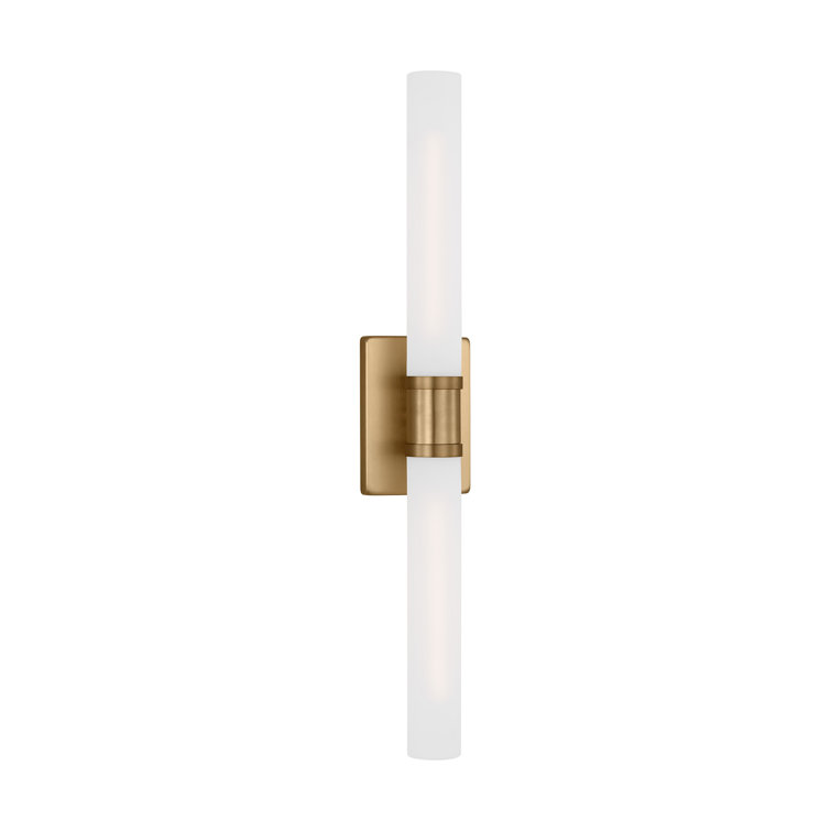 Satin Brass 2-Light Dimmable Vanity Light with Frosted Glass