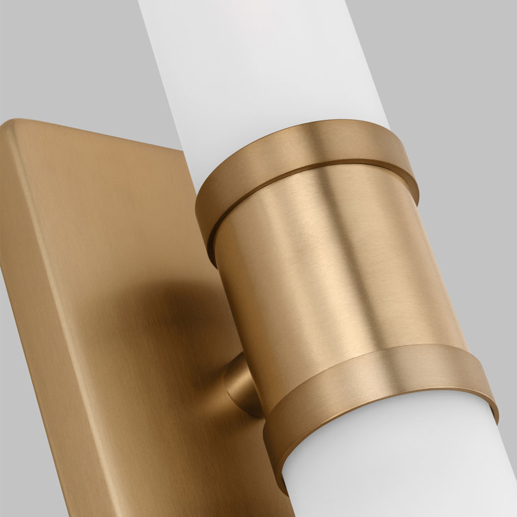 Satin Brass 2-Light Dimmable Vanity Light with Frosted Glass