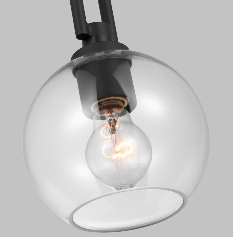 Midnight Black Single Globe Pendant Light with Glass Shade