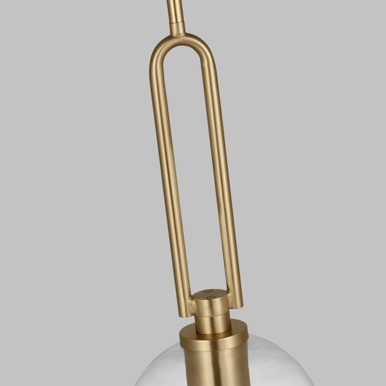 Satin Brass Single Light Globe Pendant with Glass Shade