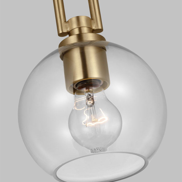 Satin Brass Single Light Globe Pendant with Glass Shade