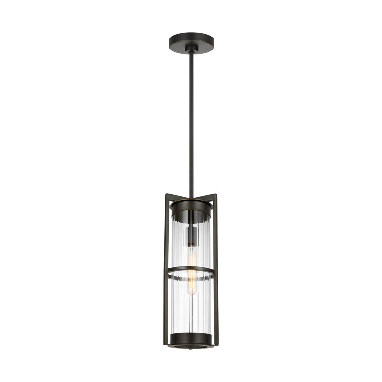 Antique Bronze 61.5" Outdoor Pendant with Clear Fluted Glass Shade