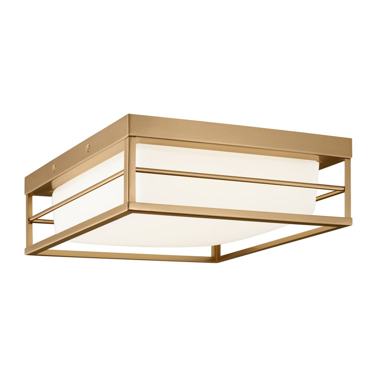 Dearborn Satin Brass LED Flush Mount with Etched Opal Glass