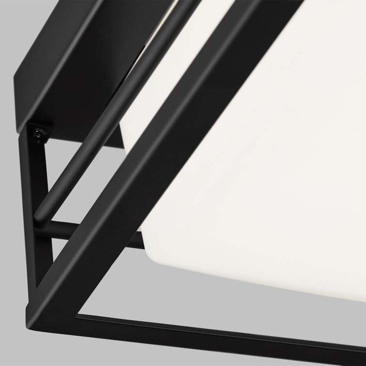 Midnight Black LED Flush Mount with Etched Opal Glass Shade