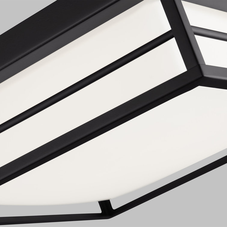 Midnight Black LED Flush Mount with Etched Opal Glass Shade