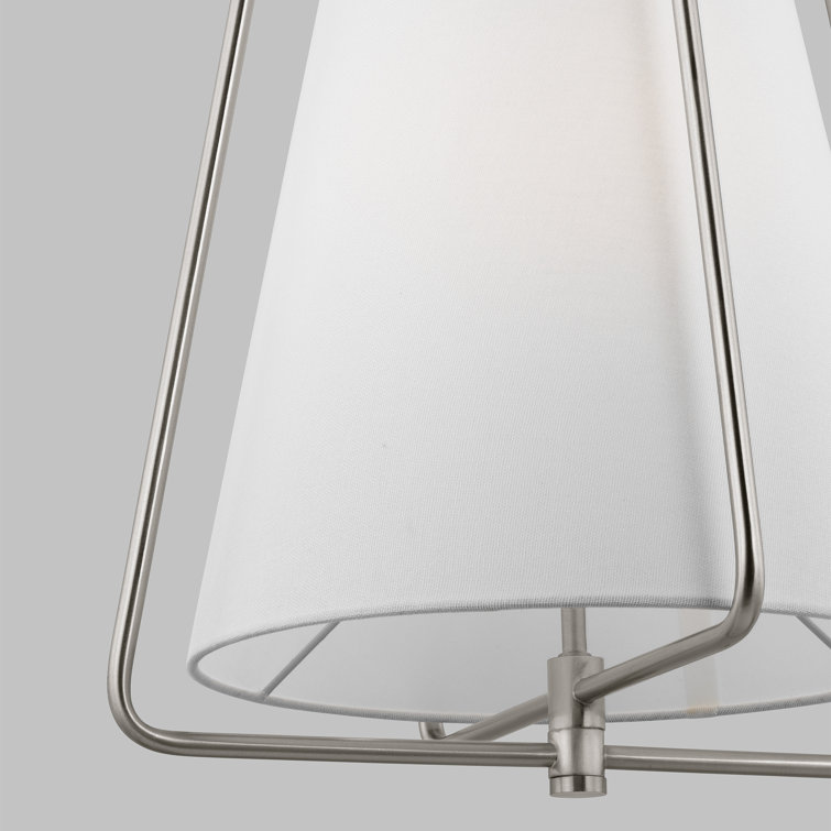 Allis Brushed Nickel 1-Light Pendant with White Linen Shade