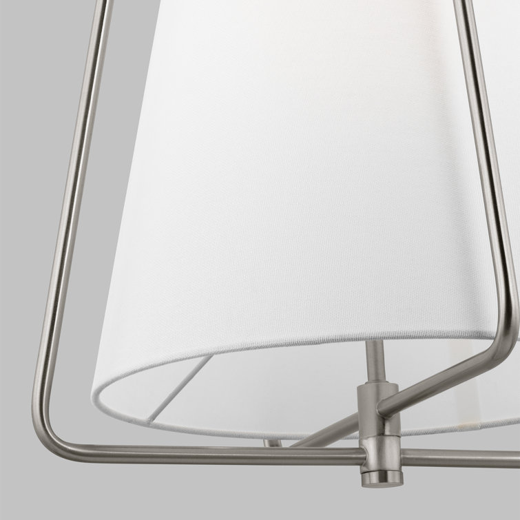 Allis Brushed Nickel 1-Light Pendant with White Linen Shade