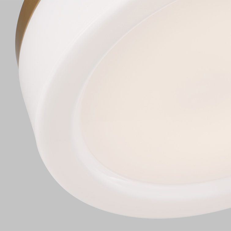 Helmes Satin Brass and White Glass LED Flush Mount