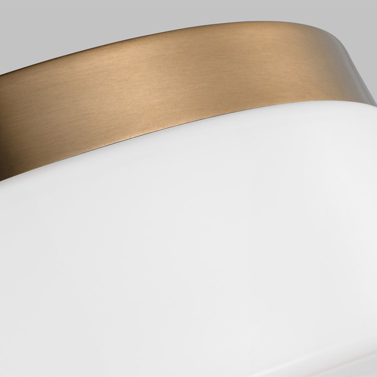 Helmes Satin Brass and White Glass LED Flush Mount