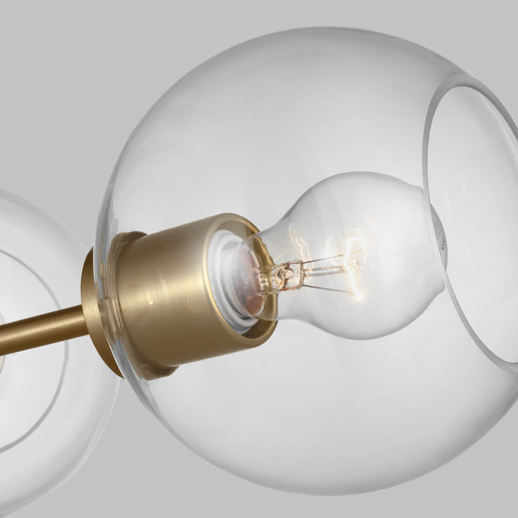 Satin Brass 3-Light Glass Sputnik Chandelier