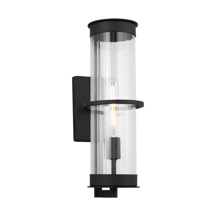 Alcona Black Bronze Outdoor Wall Lantern with Clear Fluted Glass