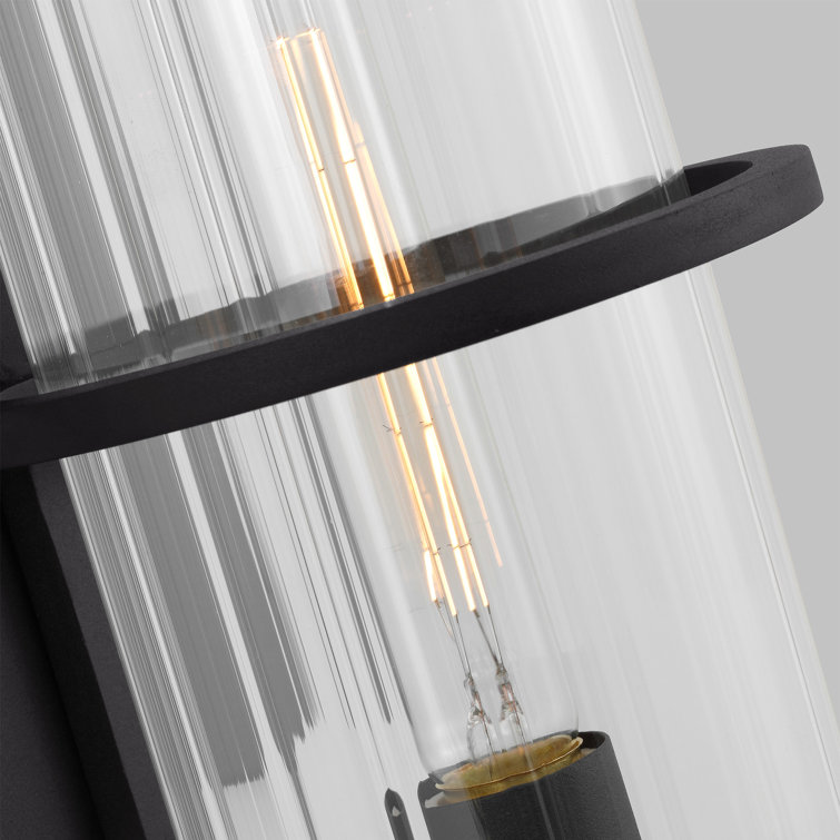 Alcona Black Bronze Outdoor Wall Lantern with Clear Fluted Glass