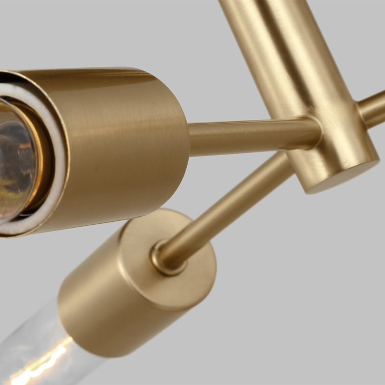 Satin Brass 3-Light Sputnik Semi Flush Mount Fixture
