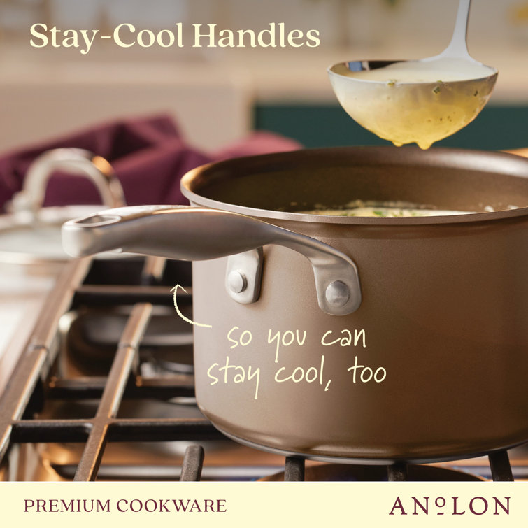 Bronze 3-Quart Nonstick Aluminum Saucier with Glass Lid