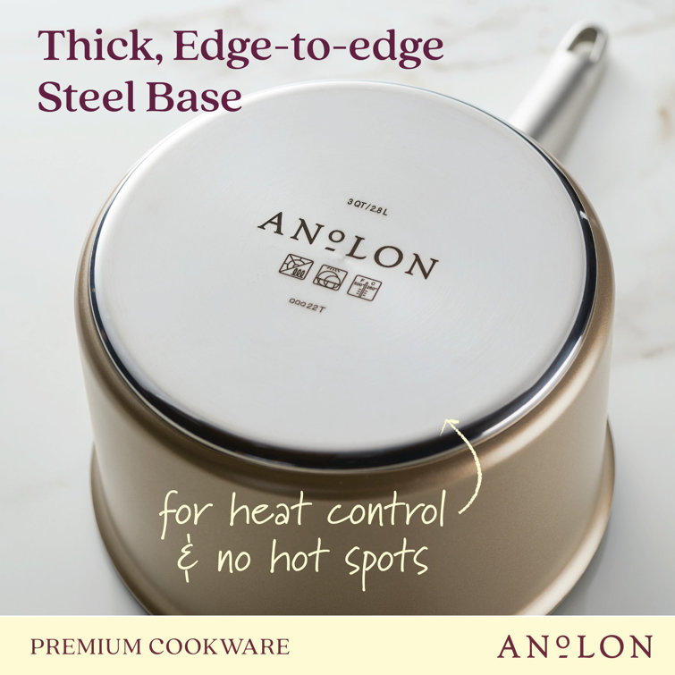 Bronze 3-Quart Nonstick Aluminum Saucier with Glass Lid