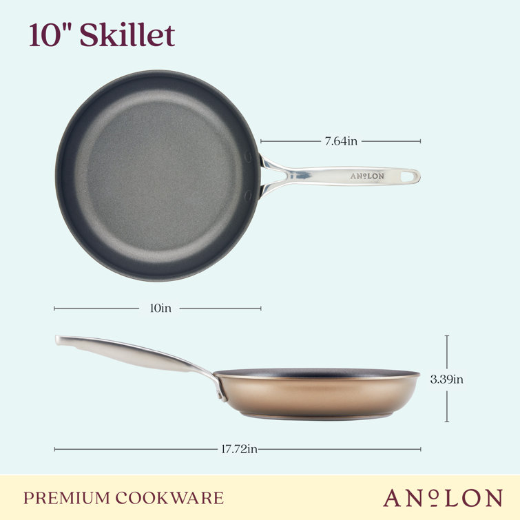 10" Bronze Aluminum Nonstick Fry Pan with Stainless Steel Handle
