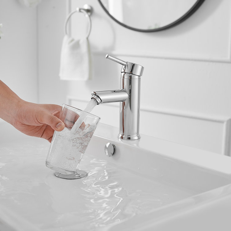 Polished Chrome Single-Handle Bathroom Faucet with Drain Assembly