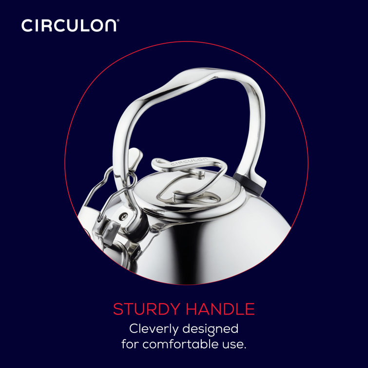 Circulon Silver Stainless Steel 2.3-Quart Whistling Teakettle