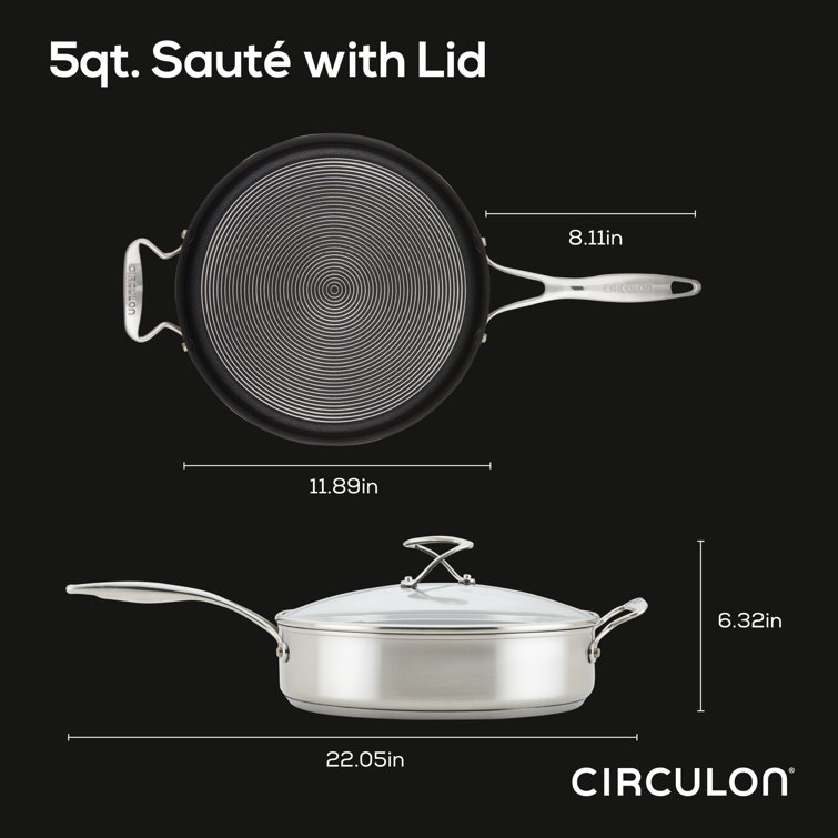 Stainless Steel Nonstick 5 Quart Sauté Pan with Lid