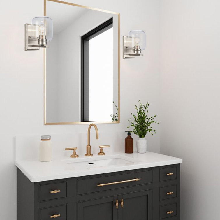 Satin Nickel 7.28" Direct Wired Modern Wall Sconce with Clear Glass