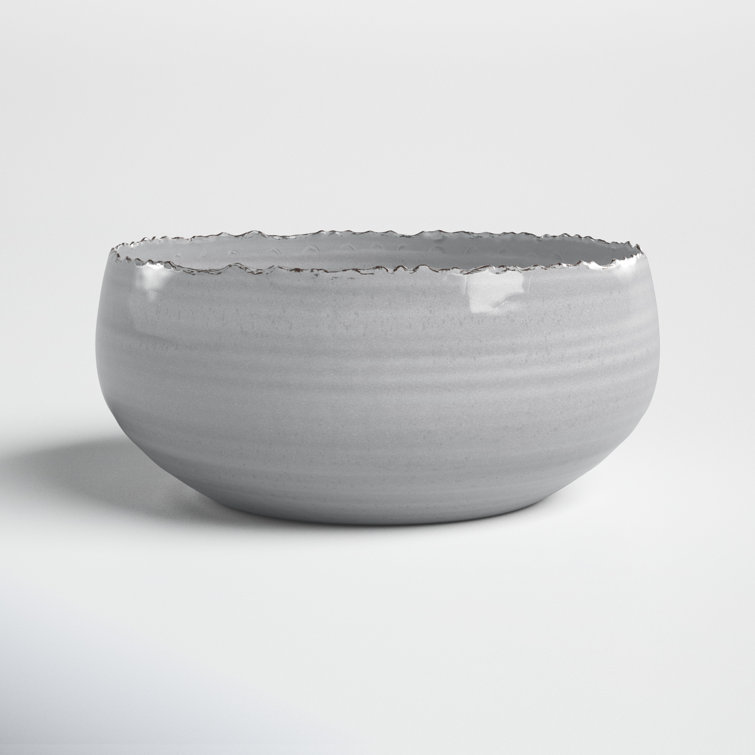 Larsen White and Gray Handcrafted Ceramic Decorative Bowl