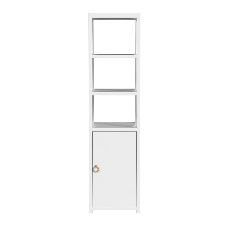White Adjustable Traditional Bookcase with Doors