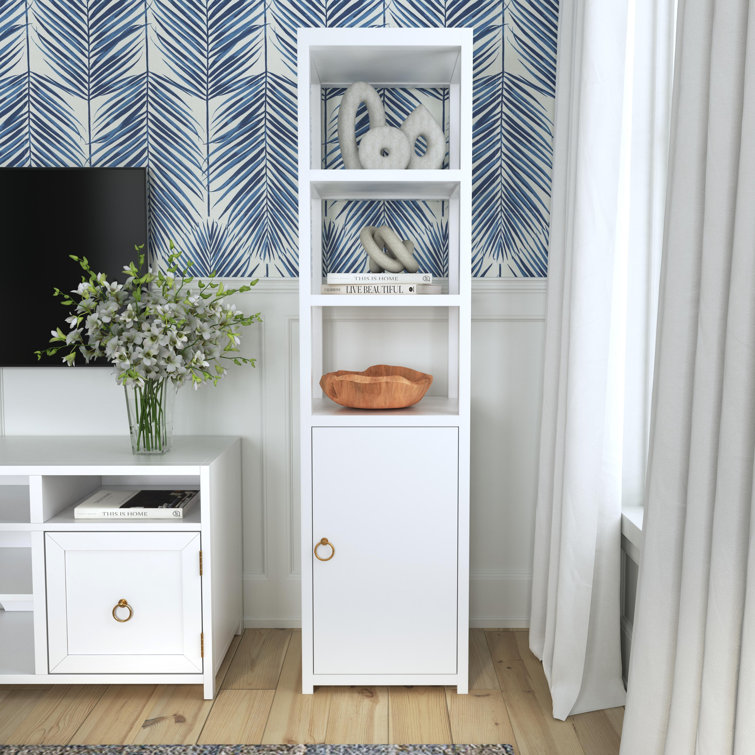 White Adjustable Traditional Bookcase with Doors