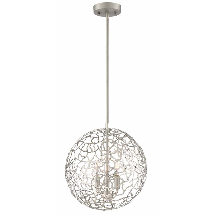 Helios 14" Satin Nickel Contemporary Globe Pendant Light