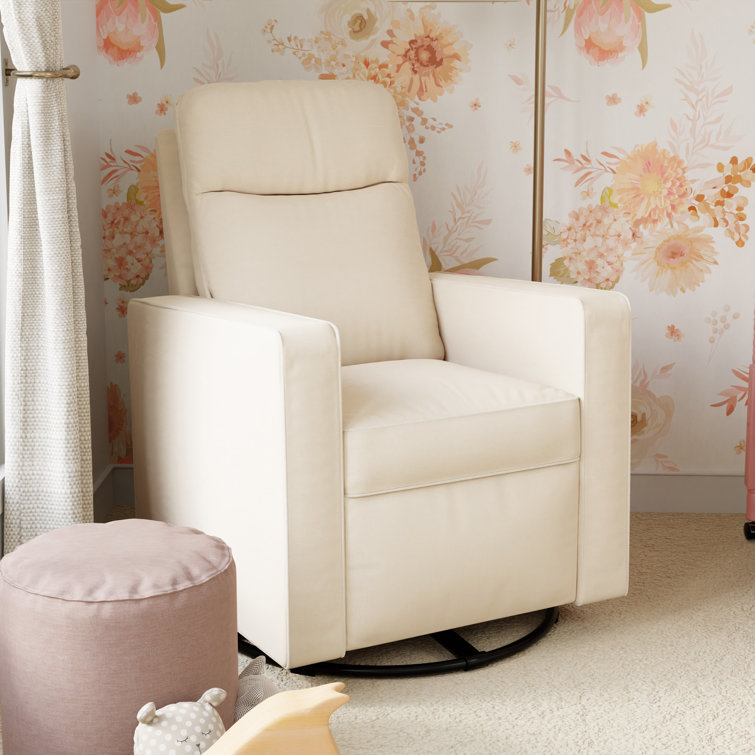 Gabby Pillowback Natural Oat Swivel Glider with High Support