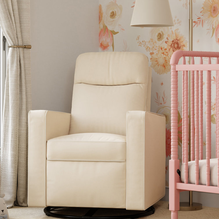Gabby Pillowback Natural Oat Swivel Glider with High Support