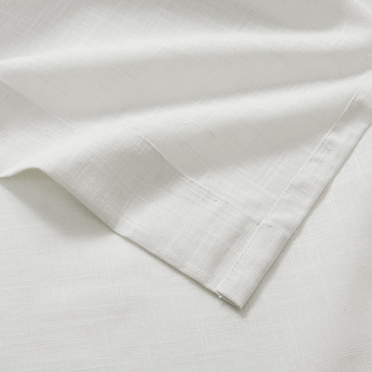 White Linen Blend Light Filtering Curtain Panel Pair