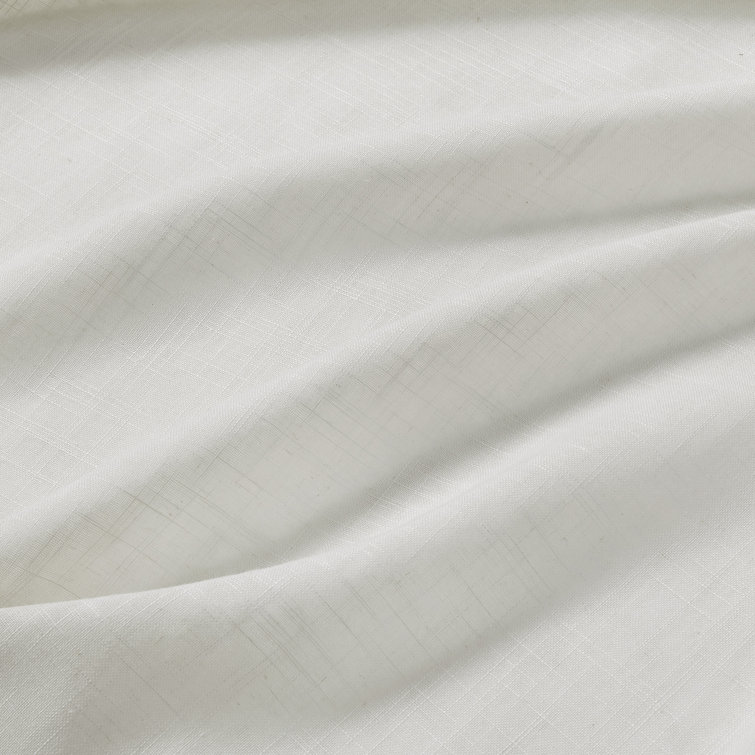 White Linen Blend Light Filtering Curtain Panel Pair