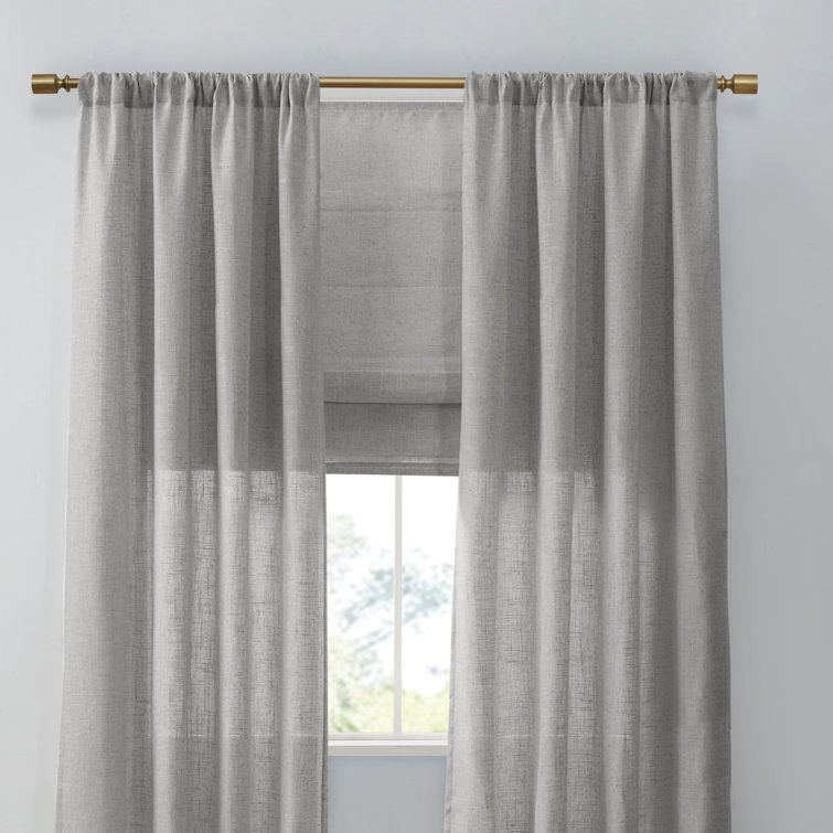 Gray Linen Blend Cordless Light Filtering Roman Shade