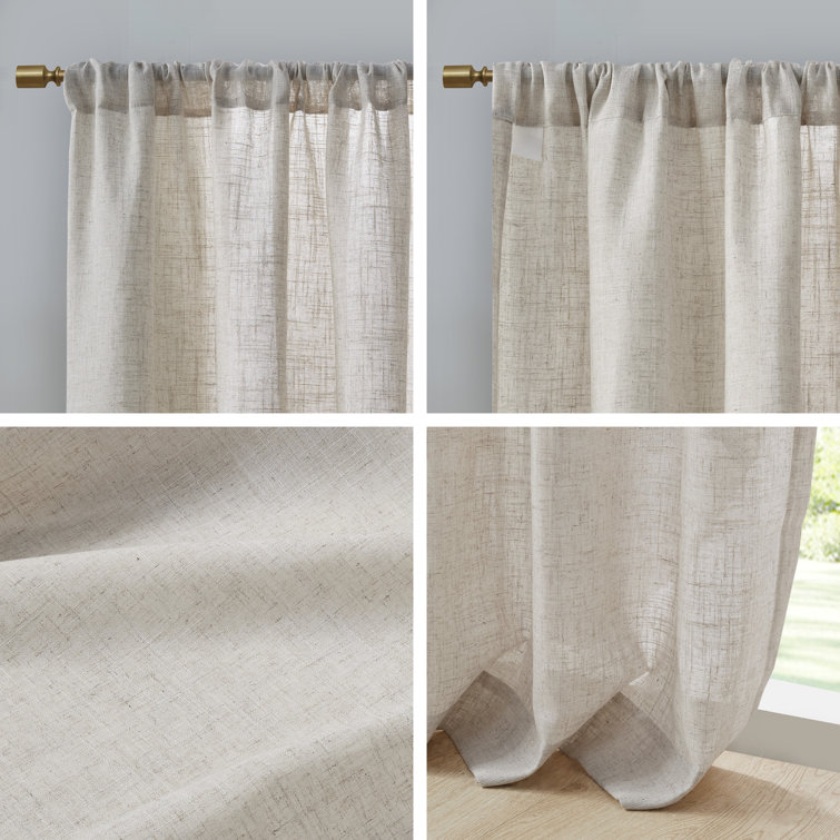 Natural Linen Blend Light Filtering Curtain Panel Pair