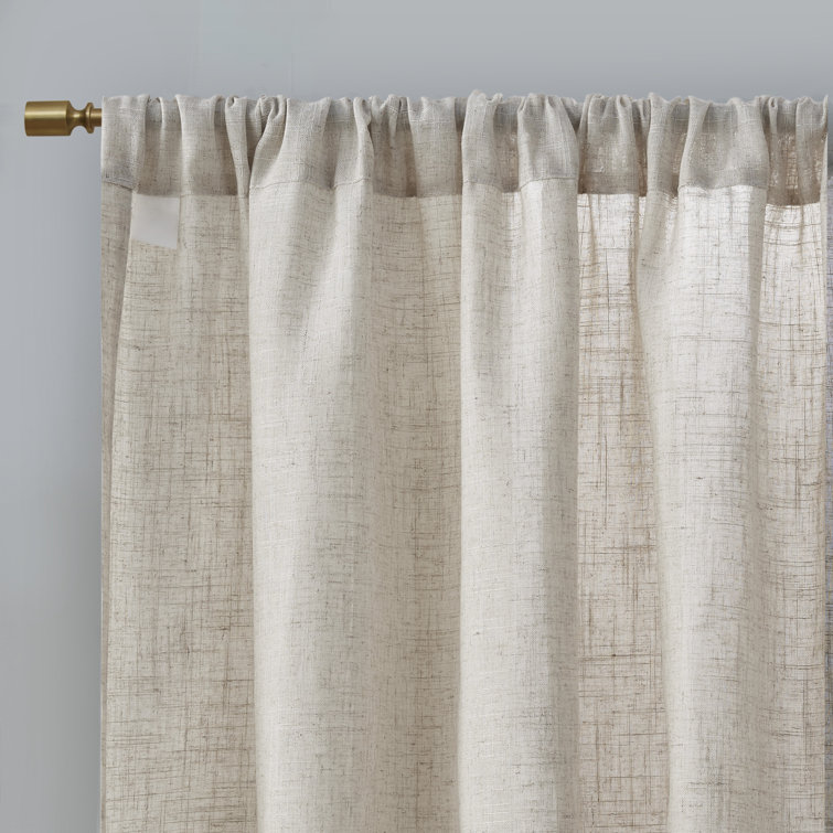Natural Linen Blend Light Filtering Curtain Panel Pair
