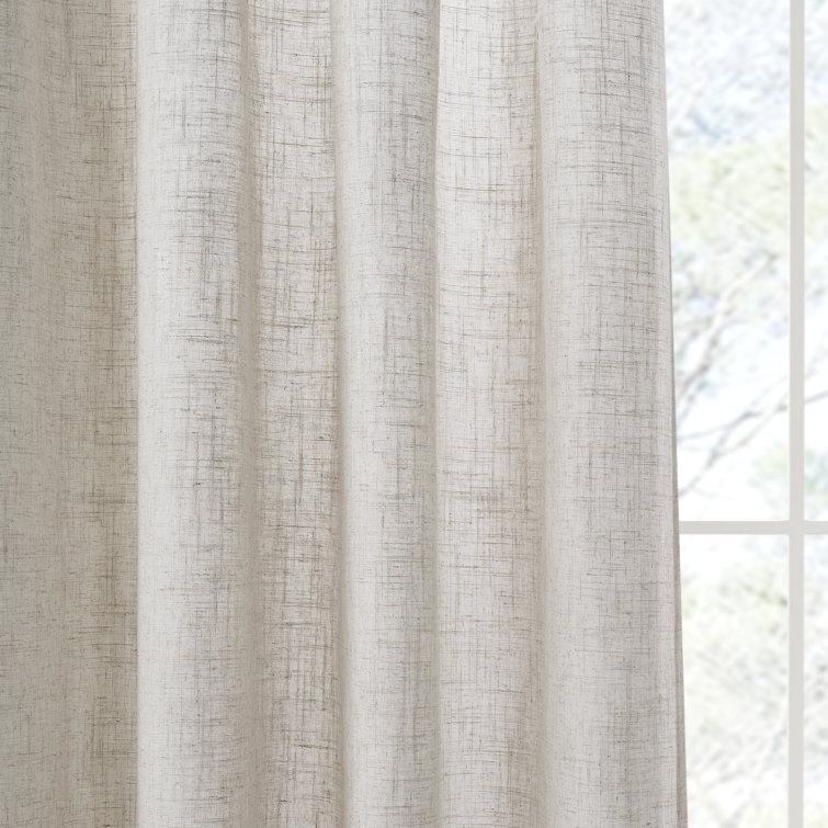 Natural Linen Blend Light Filtering Curtain Panel Pair