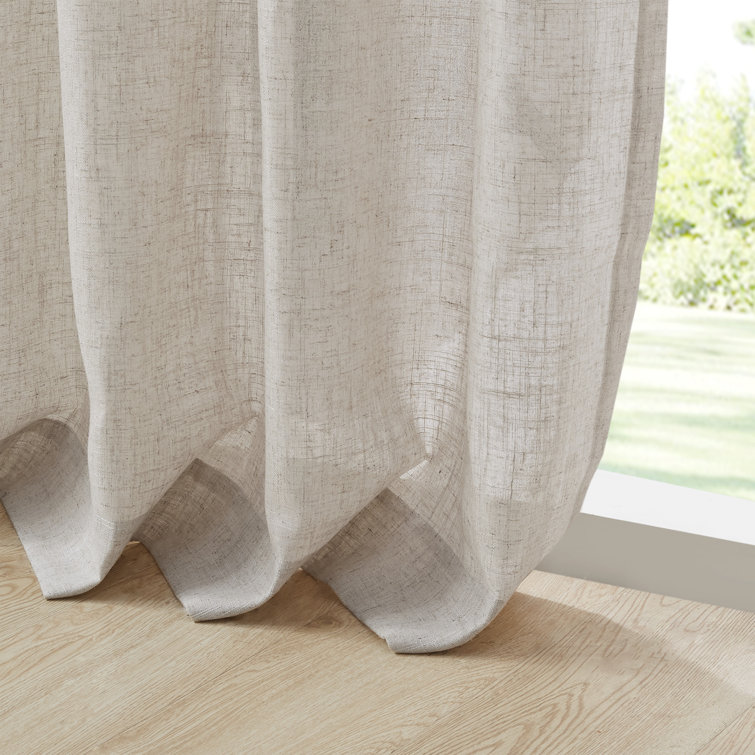 Natural Linen Blend Light Filtering Curtain Panel Pair