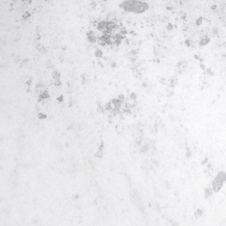 White Marble and Wood Round Dining Table