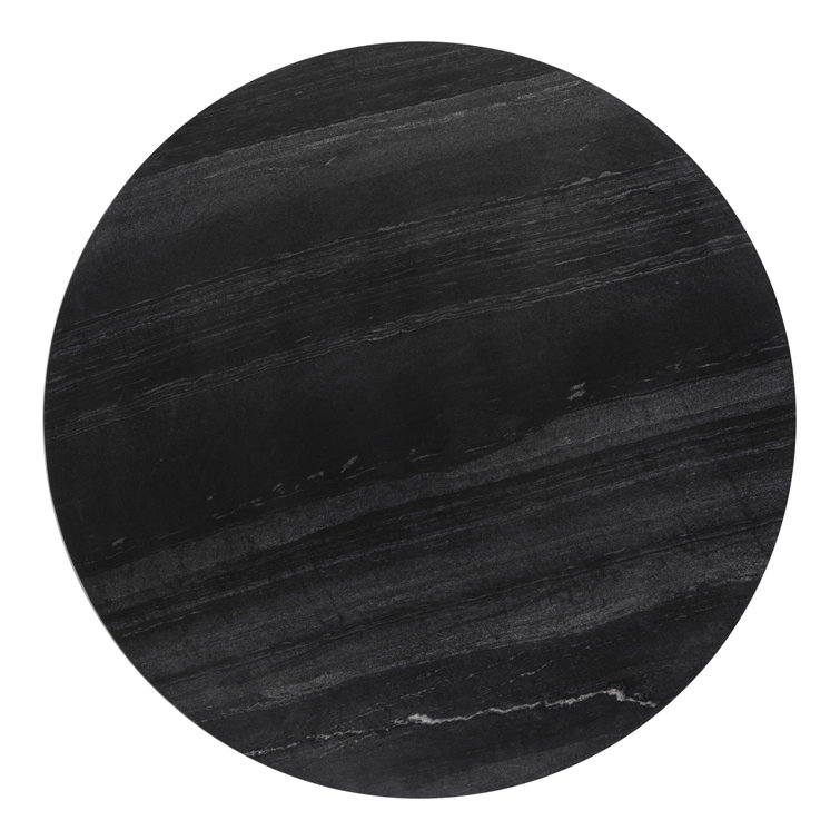 Black Marble and Gold Pedestal Round Dining Table