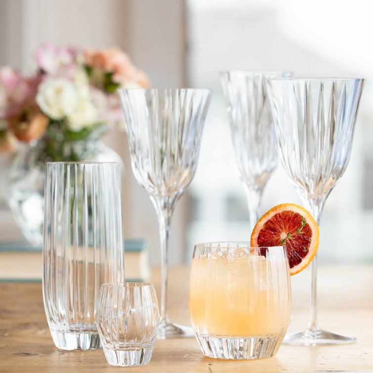 Clear Crystal Cut Embellished Traditional Drinking Glass Set