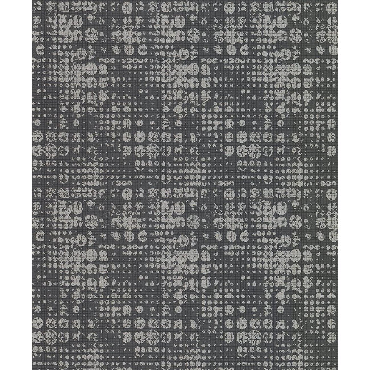 Charcoal and Silver Geometric Non-Pasted Wallpaper Roll