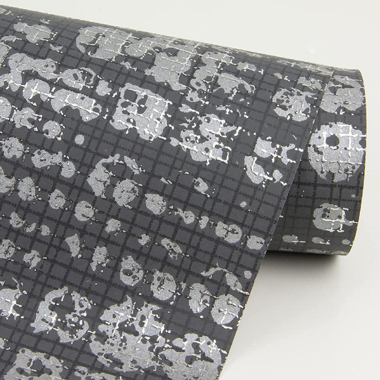 Charcoal and Silver Geometric Non-Pasted Wallpaper Roll