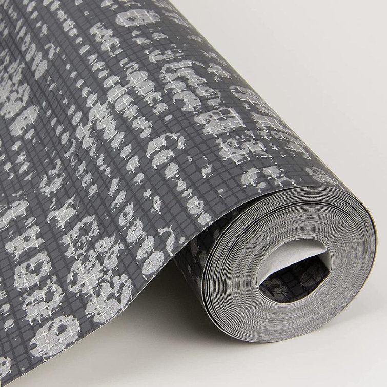 Charcoal and Silver Geometric Non-Pasted Wallpaper Roll