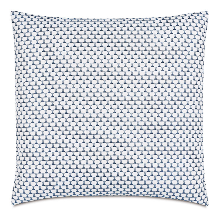 Blue and White Embroidered Square Linen Throw Pillow