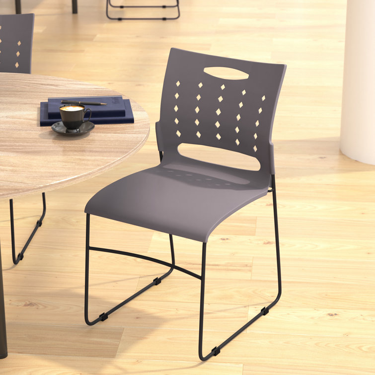 AeroFlow Gray Sled Base Stackable Chairs, Set of 5