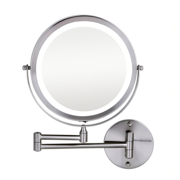 Nickel Brushed Round LED Wall Mounted Magnifying Mirror
