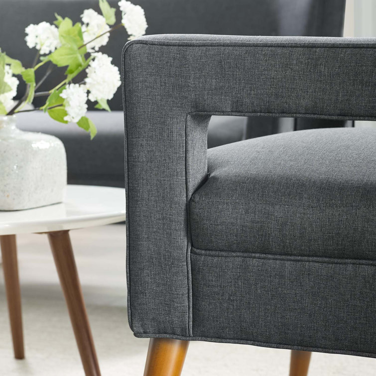 Gray Mid-Century Modern Upholstered Accent Chair with Wood Legs