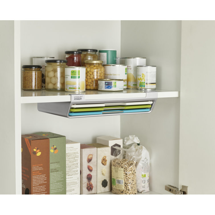 Slim White Plastic 3-Piece Under-Shelf Cutting Board Set