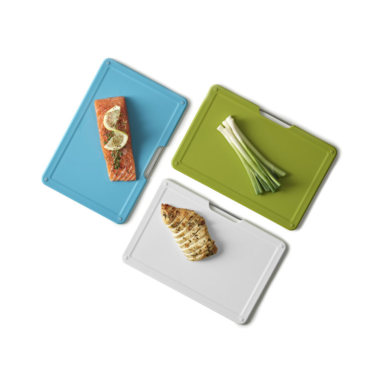Slim White Plastic 3-Piece Under-Shelf Cutting Board Set