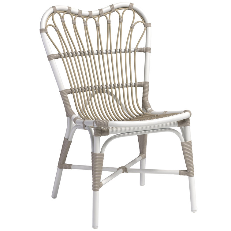 Dove White Powder Coated Aluminum Outdoor Dining Chair with Acrylic Cushion